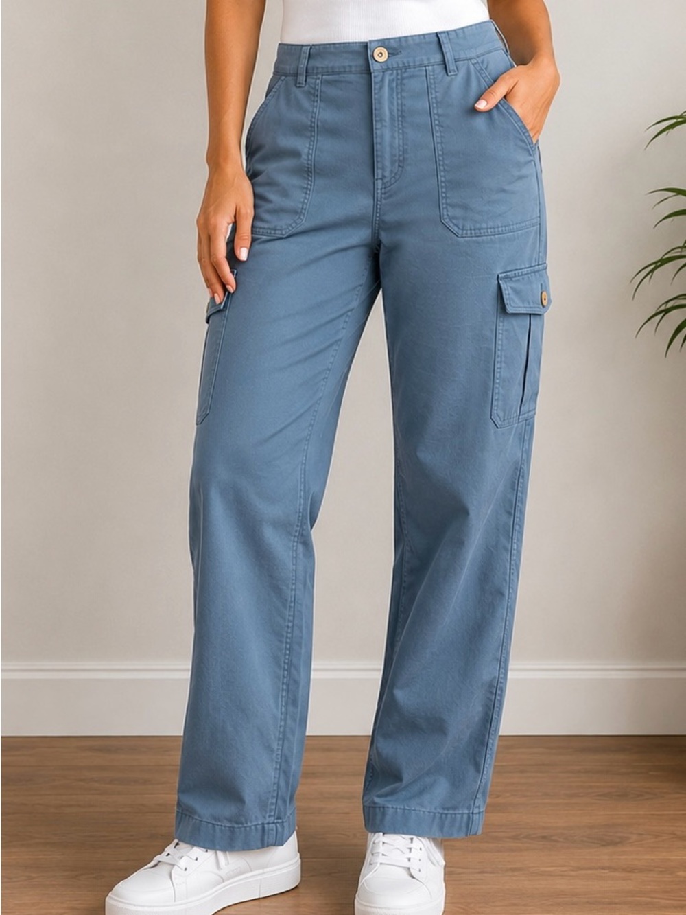 LTS long tall sally Cargo Track Pants size US 12 Blue Lyocell Blend Cargo’s NWT